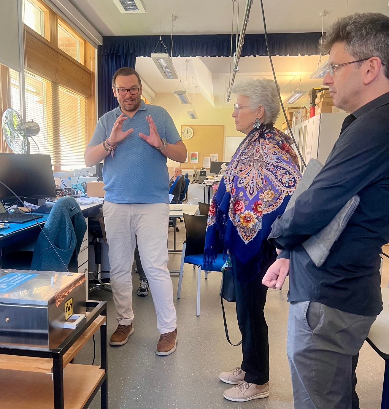 Visit to Battcock Labs - presentations by Prof. Eloy de Lera Acedo and Prof. Vasily Belokurov