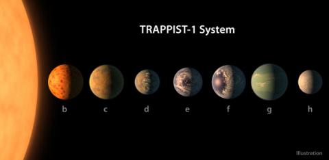 The seven planets of the TRAPPIST-1 system. Credit: ESO Newly discovered planets could have water on their surfaces